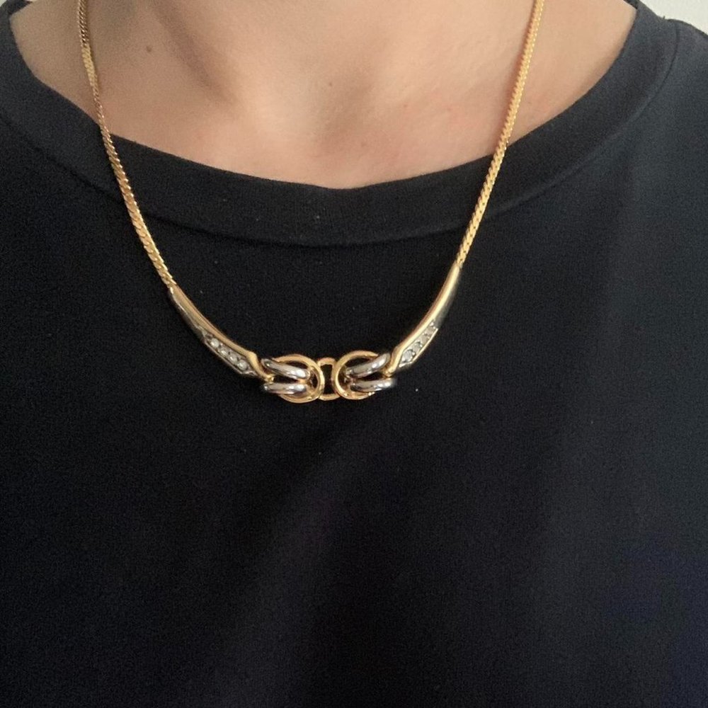statement necklace Vintage Gold & Silver Plated & crystal . - Picture 1 of 4